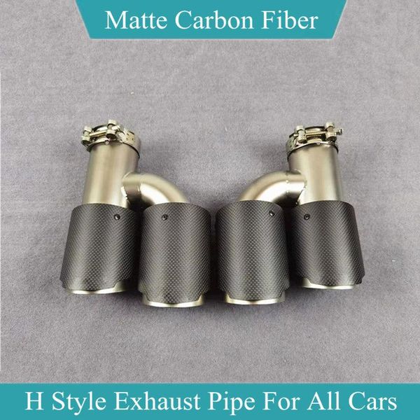 

motorcycle exhaust system pair matte silver stainless steel end muffler pipe tail tip for akrapovic universal h style car exhausts