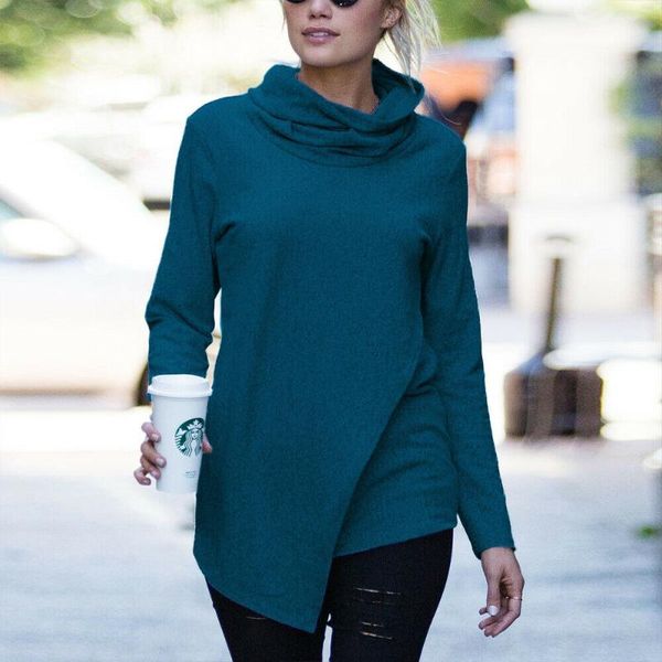 

women's hoodies & sweatshirts women big draped neck long sleeve sweatshirt chic pullover asymmetrical hem wrap high sweat outwear plus, Black