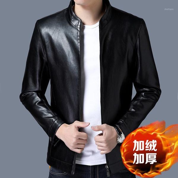 

haining leather men's more add wool sheep han edition handsome locomotive clothing jacket coat jackets, Black;brown