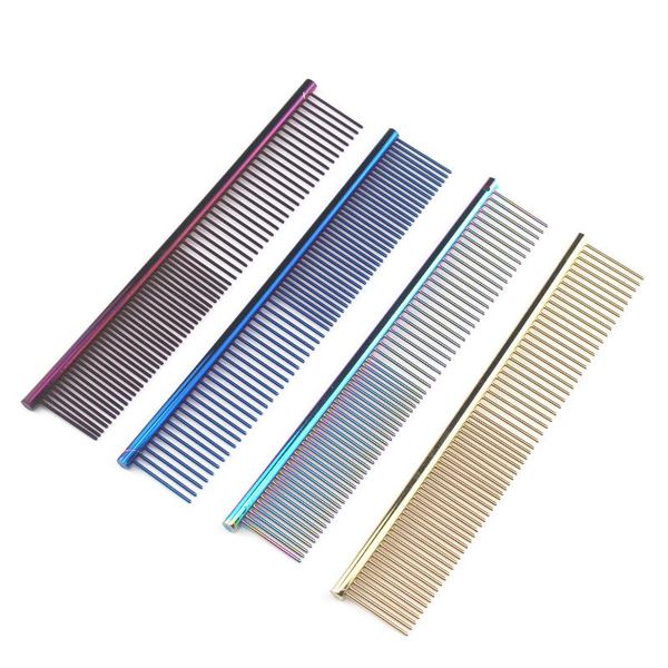 

hair brushes stainless steel grooming comb for gently removes loose undercoat, mats, tangles and knots salon hairdressing, Silver