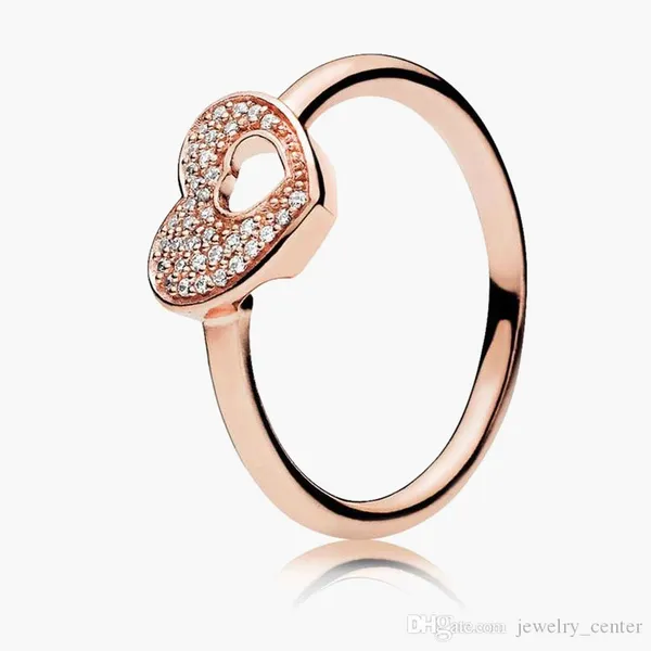 Femininas 925 Sterling Prata Anéis de Casamento Cúbico Diamantes De Zircônia Para Pandora Estilo Quebra-cabeça Shimmering Coração Setswith Presente Senhoras Original com Caixa Original