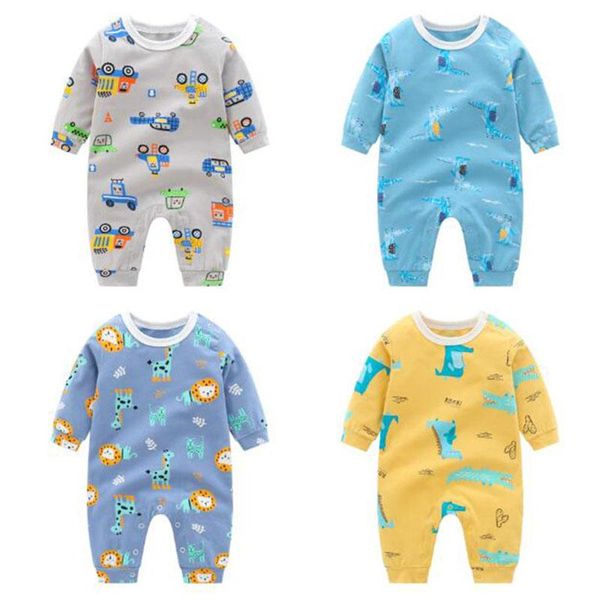 

jumpsuits 2021 baby boys girl rompers kids spring autumn boy animal printed born clothes, Blue