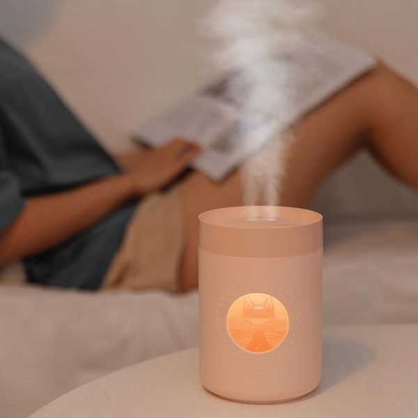 

humidifiers ultrasonic air humidifier difusor 800ml dual nozzle cute cat portable usb aroma diffuser led lamp mist maker quiet