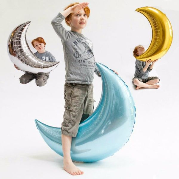 

10pcs 36inch large size gold silver moon shape aluminum foil balloon inflatable wedding decoration happy birthday party supplies