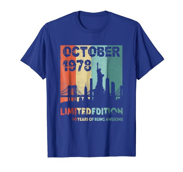 

october 1978 t-shirt retro vintage 40th birthday decorations, White;black