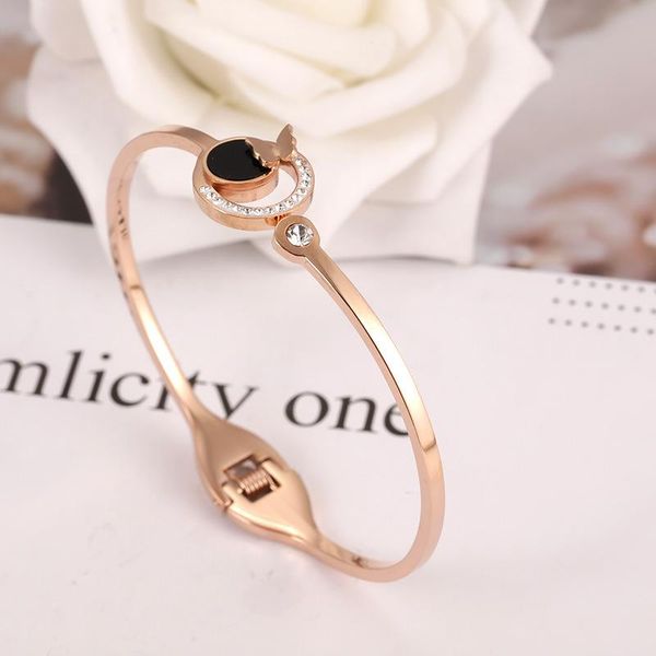 

bangle v-236 fashion black ring rose gold small butterfly diamond bracelet all-match titanium steel hand jewelry