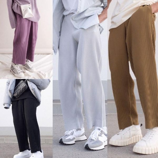 

men's pants autumn 2021 solid color simple medium waist loose casual men, Black