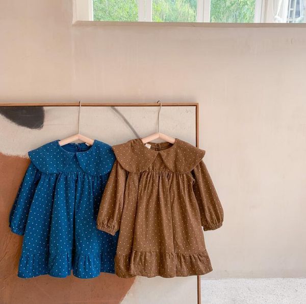 

girl's dresses 2021 korea style girls corduroy dots dress fashion full sleeve winter 1-7 years wd755, Red;yellow