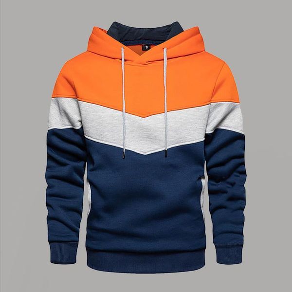 

men's hoodies & sweatshirts trend hip hop hooded sweatshirt fashion splicing leisure long sleeve fitness exercise running, Black