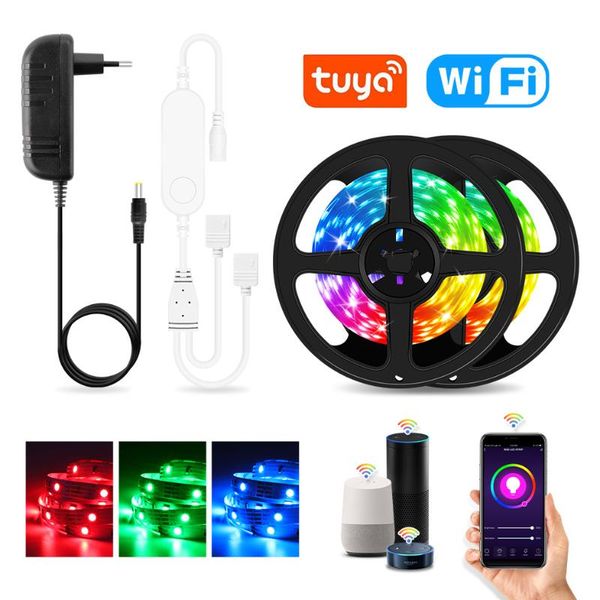 

wifi led strip lights work with alexa google assistant voice control 12v rgb led lights strip with tuya smart life app