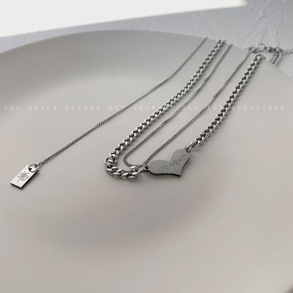 

pendant necklaces multi-layer love clavicle chain, fashionable personality, simple necklace, female, Silver