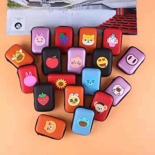 

cartoon silicone square zero wallet pvc coin bag creative headset key cute, White