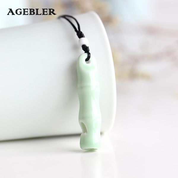 

pendant necklaces ceramic whistle necklace original handmade jewelry small black rope for women girl lovers, Silver