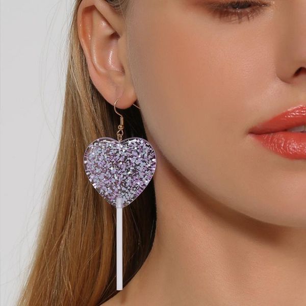 

dangle & chandelier korea's transparent love lollipop earrings personality creative exaggerated star heart drop womenparty jewelry, Silver
