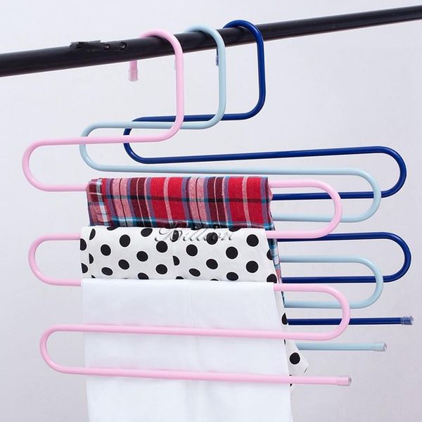 

hangers & racks 1pc s shape pants multi-role magic wearing clothes rack multilayer ok 0564