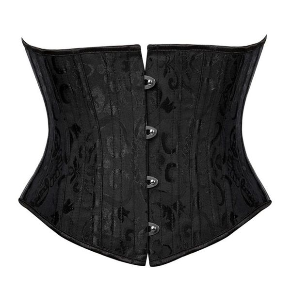 

women's shapers 24 steel bones 0.4kg women waist trainer corsets slimming shaper belt short torso satin underbust corset xs - 3xl, Black;white