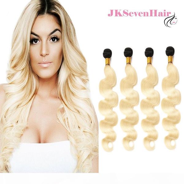 

brazilian virgin hair weaves 1b blonde body wave 4pcs russian european human hair bundles 1b-613 malaysian hair weft, Black