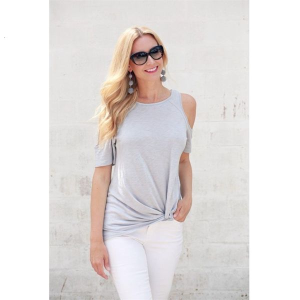 

women's t-shirt summer grey collar short-sleeved loose shirt eds9, White