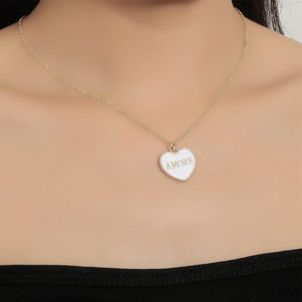 

pendant necklaces 2021 fashion heart shaped hip hop necklace cute creativity jewelry personality for women party accessories gifts, Silver