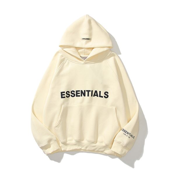 

autumn winter hoodies essentials reflective letters print fleece oversized high street cotton hip hop pullover sweatshirt, Black