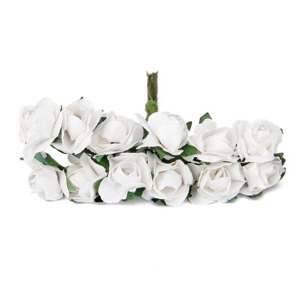 

decorative flowers & wreaths 12 mini artificial rose bouquet in paper flower bud decor white