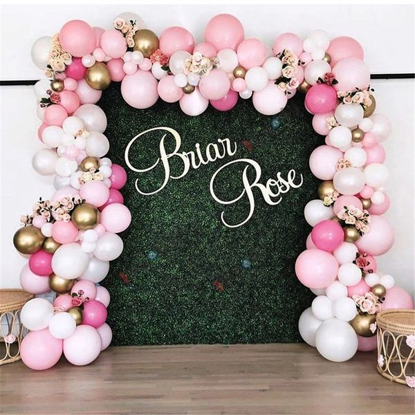 

162pcs retro pink balloon garland arch kit chrome gold globos baby shower valentines day wedding kid birthday decorations