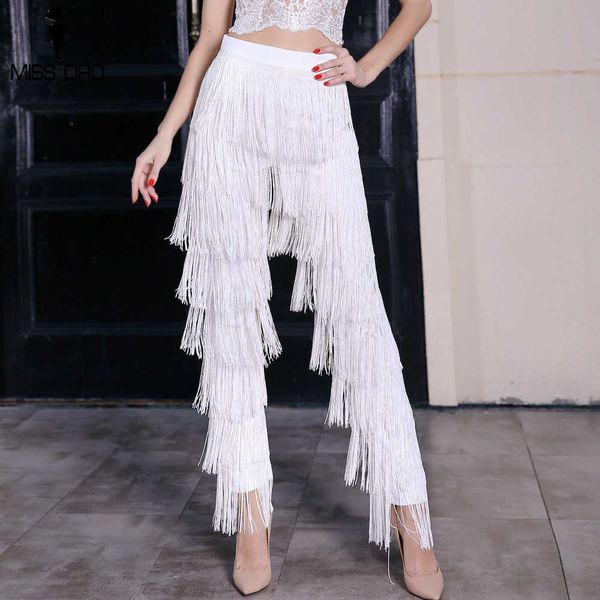 

missord 2021 fashion high waist tassel zip pants ft4799 y19070101, Black;white
