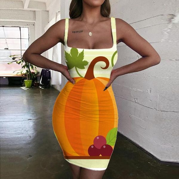 

casual dresses kyku pumpkin dress women halloween bodycon hip hop vestido food halter sleeveless womens clothing plus size boho, Black;gray