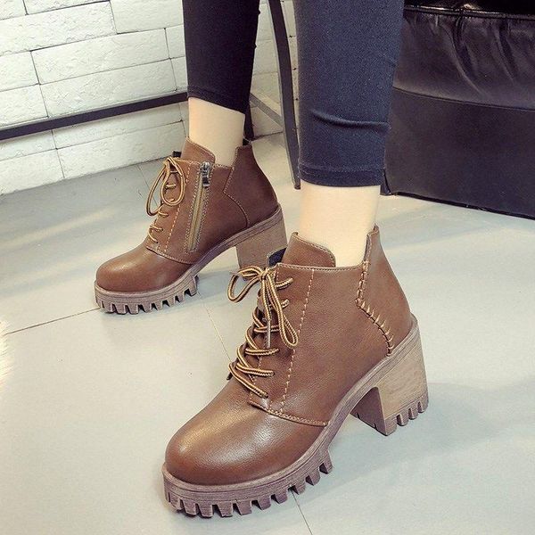 

boots 2021 trend ankle female high fashion leather shoes platform black dr muier wedges