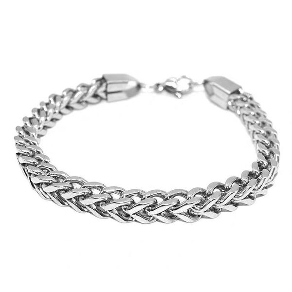 

charm bracelets hip hop punk jewelry silver color cuban chain bracelet for men stainless steel braided boy accessories gift, Golden;silver