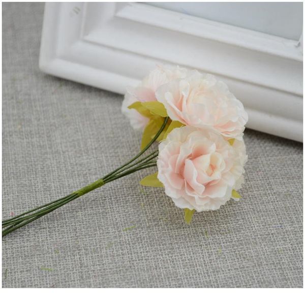 

6pcs/lot silk flower rose artificial flowers for wedding car decoration wedding bride wrist flower pompom wreath de qylcfu