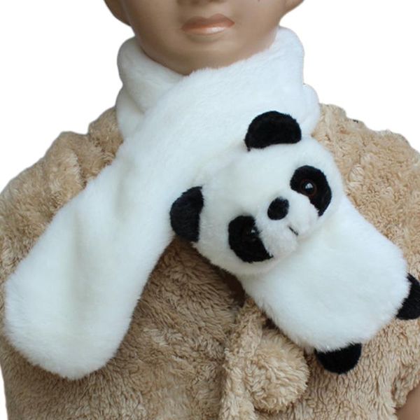 

Winter Fluffy Plush Warm Cross Collar Scarf Cute Cartoon Panda 3D Stuffed Toy Shawl Wrap Windproof Thermal Neck Warmer, Blue;gray