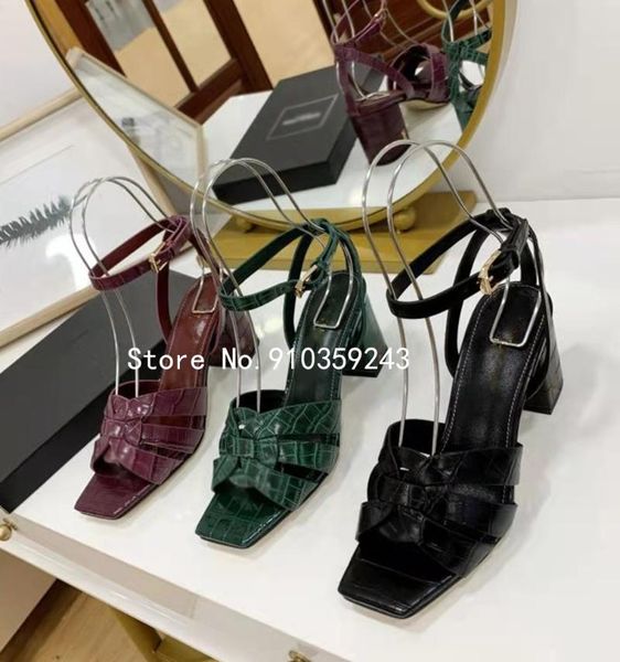 

2021 spring and summer new designer brand cow patent leather with leather classic trend ladies high heels (heel heig, Black