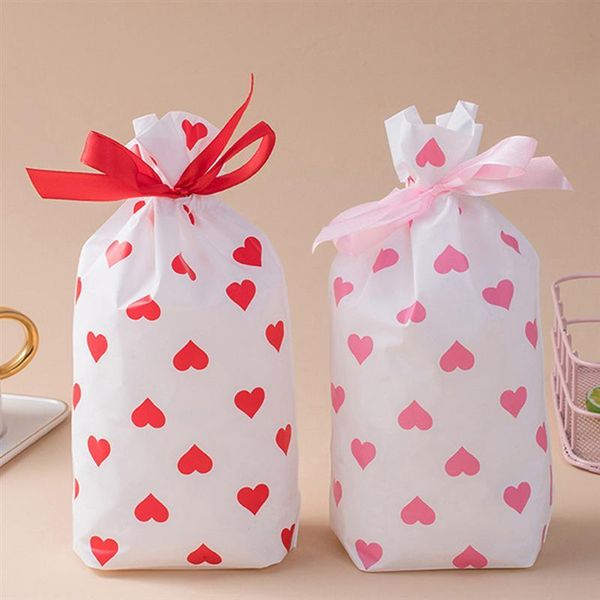

gift wrap 50/100pcs heart pattern candy cookies with ribbon snack biscuit baking package drawstring pouch wedding birthday party decor