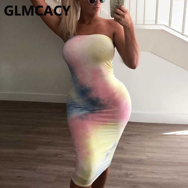 

women tie dye printed strapless maxi bodycon dress 210702, Black;gray