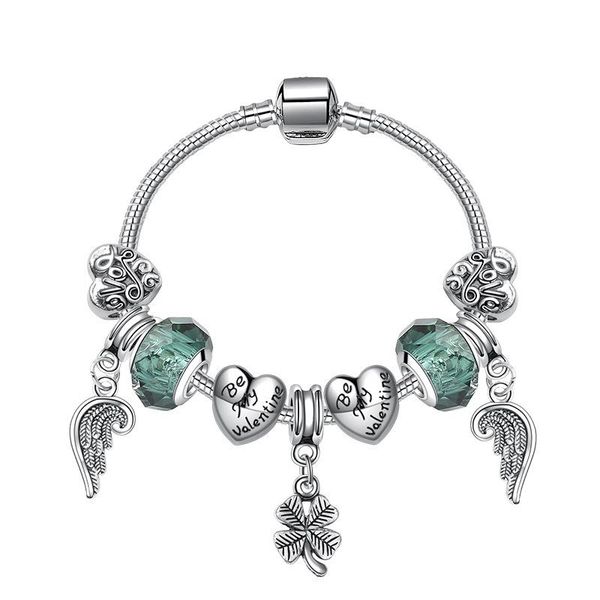 

charm bracelets 2021 charms bracelet with love angle pendant bangle 3mm snake chain diy bead jewelry making for women, Golden;silver
