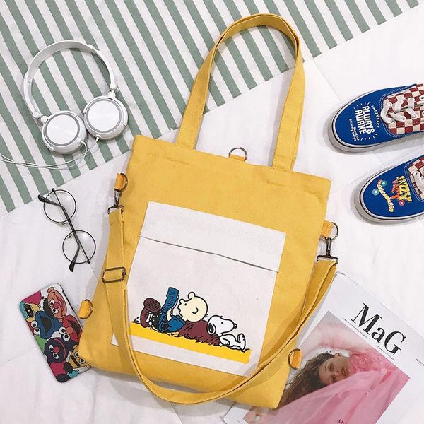 

shopping bags ins woman cartoon canvas bag crossbody school casual for korean style duck backpack girls totes stylish