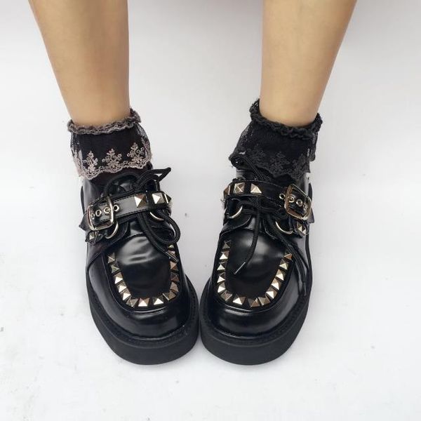 

boots princess sweet punk shoes european and american personality is simple fashion custom muffin dwarf cross women an6654, Black