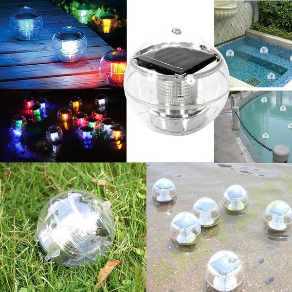 

10 pcs solar floating pond pool rotate rgb lamp led lawn garden courtyard light color changing