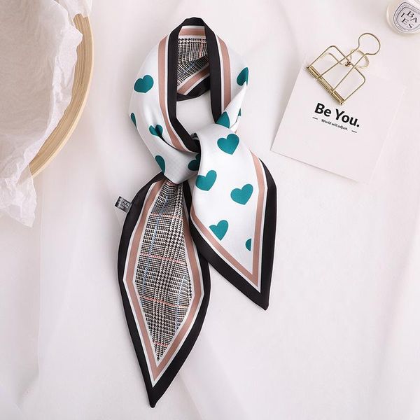 

scarves women silk scarf small skinny love stripe print handle bag ribbons female head wrap for lady 90*10cm, Blue;gray
