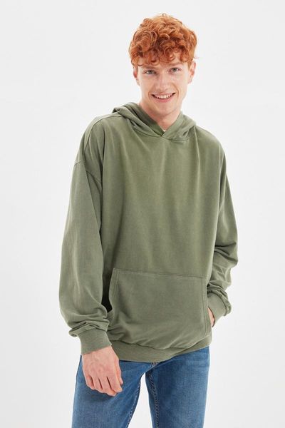 

men's hoodies & sweatshirts trendyol men oversize hooded printed tmnaw22sw0421, Black