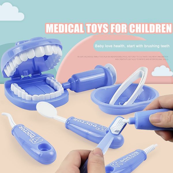 

9pcs children pretend games dentist check teeth model set medical kit educational role games simulation learing toys for children gift whole