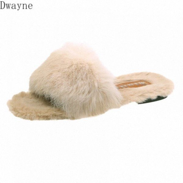 

2020 autumn and winter with furry slippers female new korean version of the wild student hair wear fashion flip flops mid calf boots l f9gx#, Black