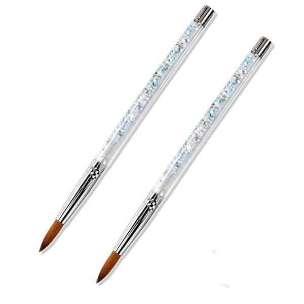 

nail brushes liquid glitter handle manicure tool painting pen art brush 100% nylon acrylic for powder, Yellow