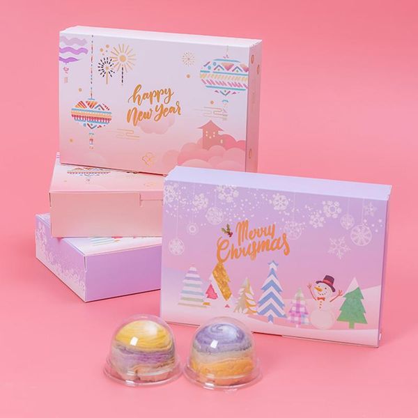 

gift wrap 6pcs/lot egg yolk cake biscuit box packing christmas year decoration for home candy