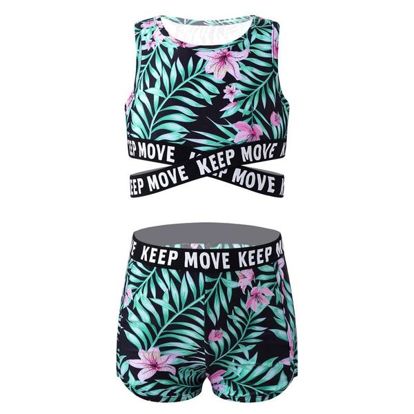 

one-piece suits sleeveless floral printed swimsuit for girls kids swimwear uv protection 50+ two-piece youth children's beach bathing