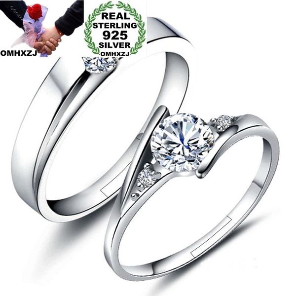 

cluster rings omhxzj wholesale european fashion couple lovers party birthday wedding gift simple zircon s925 sterling silver ring rr831, Golden;silver