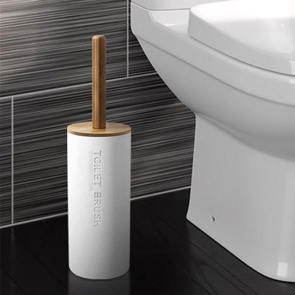 

bath accessory set bamboo floor-standing toilet brush bathroom wooden cleaning holder wc accessories