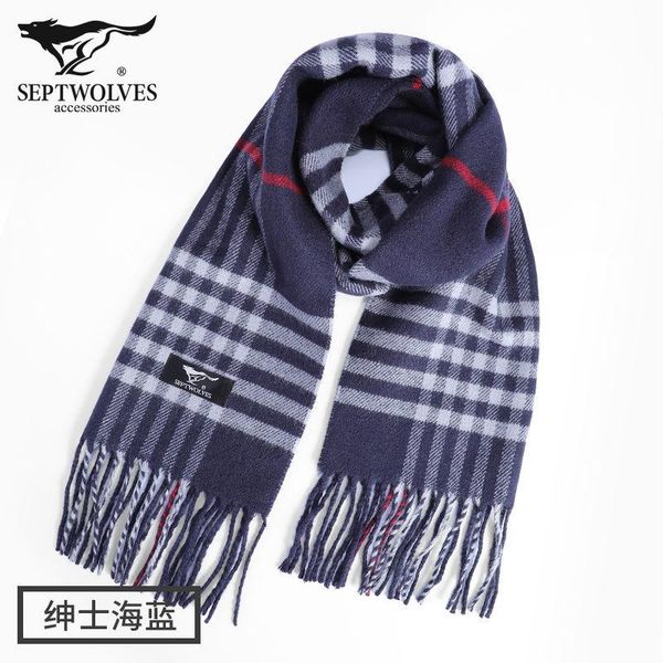 

luxury high-end men's and women's scarf winter korean wild simple personality female tassel tide brand autumn and winter new, Blue;gray