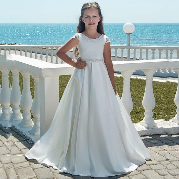 

girl's dresses flower girl for weddings a-line long sleeves tulle appliques pearls first communion little, Red;yellow